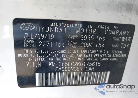 2019 Hyundai Ioniq Hybrid Blue from USA, damaged, VIN KMHC65LC2KU175615